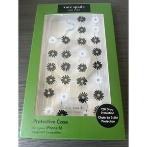 KATE SPADE Protective Case Magsafe  IPHONE 16‎ Floral White Black Daisy